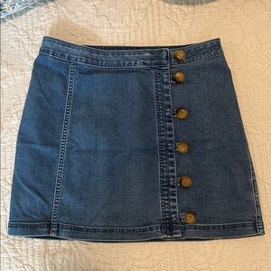 Free People Button-Front Denim Mini Skirt - Blue size 12 NWOT